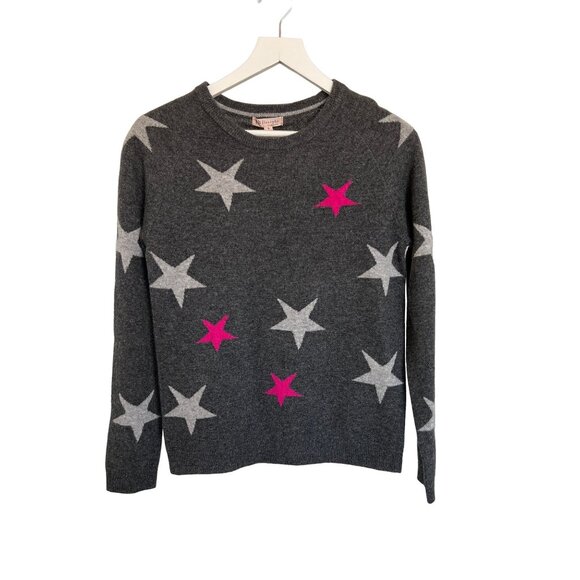 Philosophy Cashmere Heather Charcoal Star Print Sweater - Picture 2 of 6
